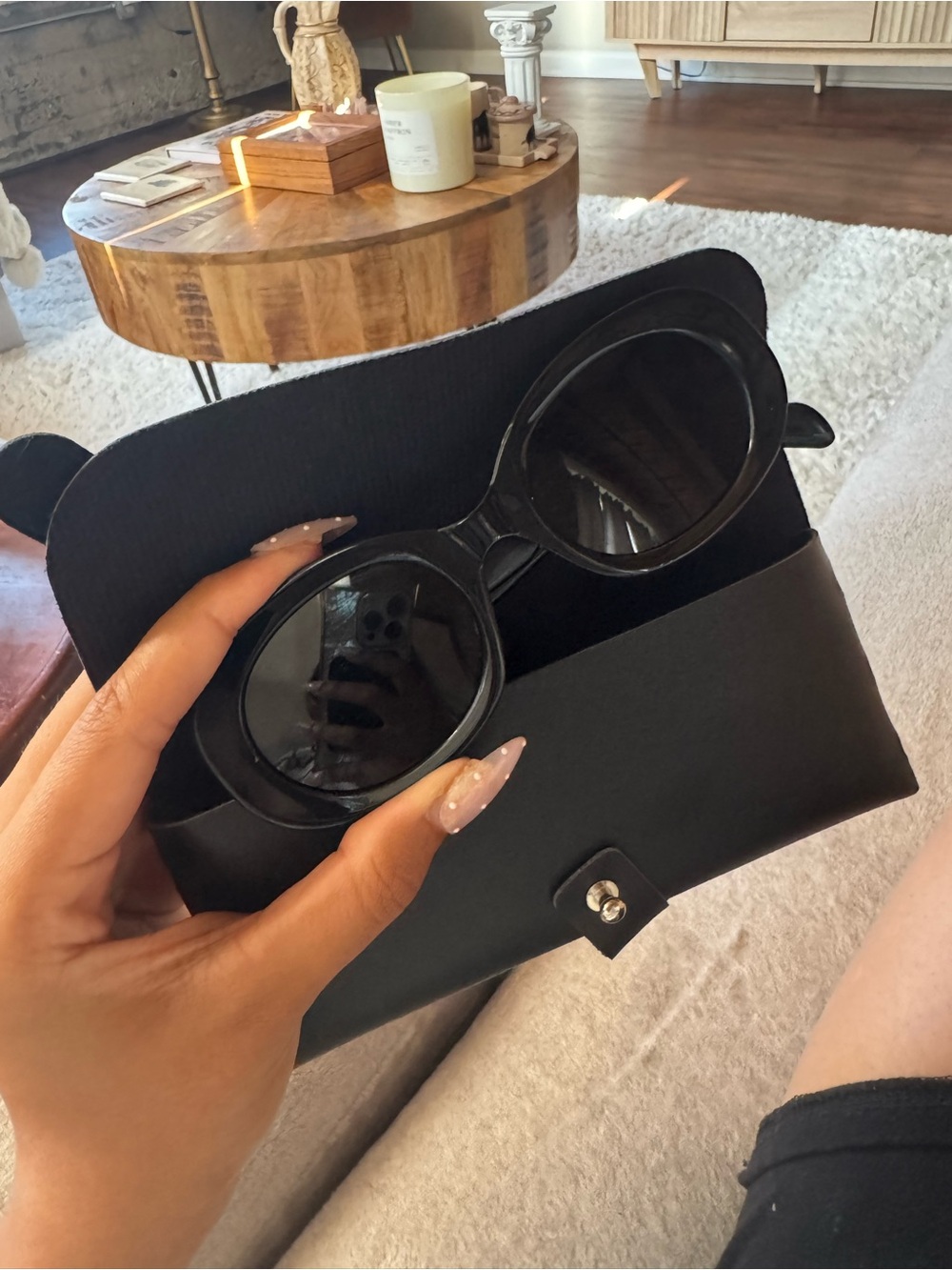 Amazon Black Oversized Round Sunglasses with Case